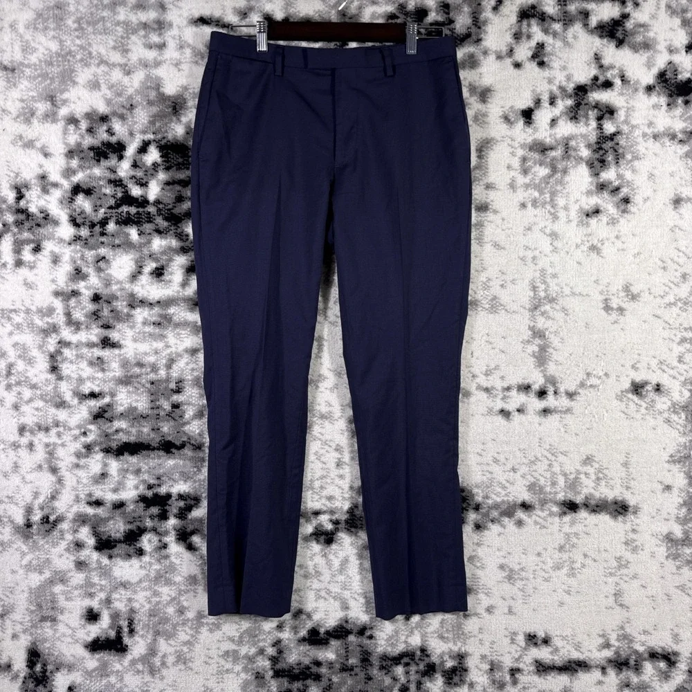 Banana Republic Marzotto Pants Mens Size 31x30 Navy Blue Super 120s Wool Stretch